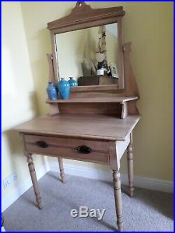 Antique oak dressing table with mirror, vintage. 84cm by 50cm and 155cm high