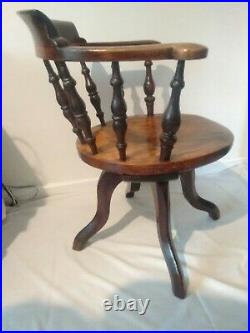 Antique vintage Captains Office Banker's Swivel Chair solid wood, Manchester
