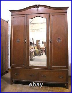Antique vintage Oak triple door wardrobe Armoire