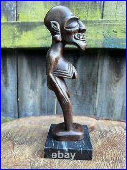 Antique vintage RAPA NUI MOAI KAVAKAVA bird man carved wood figure Easter Island