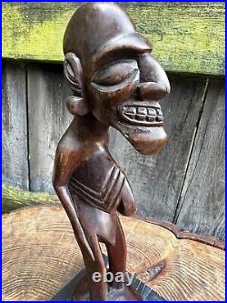 Antique vintage RAPA NUI MOAI KAVAKAVA bird man carved wood figure Easter Island