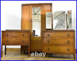 Antique vintage bedroom suite wardrobe wing mirror dressing table drawers