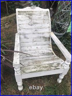 Antique vintage garden wood chairs set 2 pc