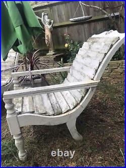 Antique vintage garden wood chairs set 2 pc