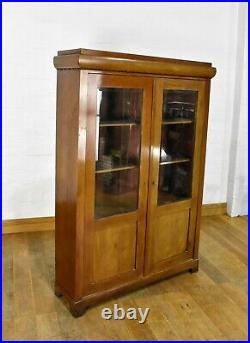 Antique vintage glazed bookcase display cabinet