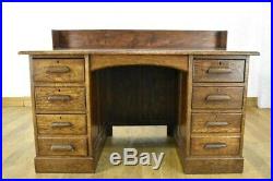 Antique vintage large Oak pedestal writing desk