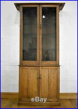 Antique vintage oak double display cabinet/ cupboard