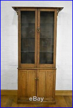 Antique vintage oak double display cabinet/ cupboard