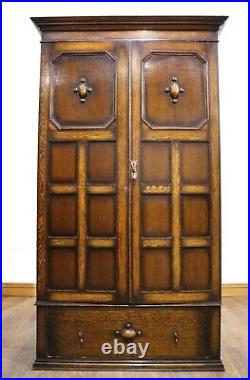 Antique vintage oak double door wardrobe