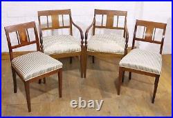 Antique vintage set of 4 inlaid dining chairs