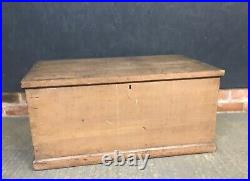 Antique vintage wooden trunk, chest, blanket box, ottoman or toy box