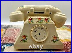 Arthur Wood telephone money box vintage antique porcelain/china & stopper