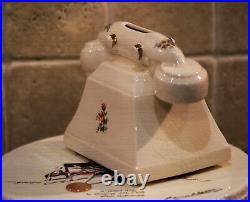 Arthur Wood telephone money box vintage antique porcelain/china & stopper