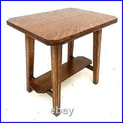 Arts & Crafts Vintage Antique Solid Oak Side End Occasional Table Plant Stand