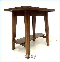 Arts & Crafts Vintage Antique Solid Oak Side End Occasional Table Plant Stand