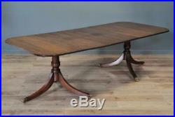 Attractive Large Vintage Mahogany Pedestal D-end Extending Dining Table