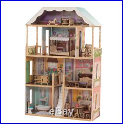 Barbie Size Wooden Dollhouse Furniture Doll Girls Playhouse Play House 14 Pc NEW