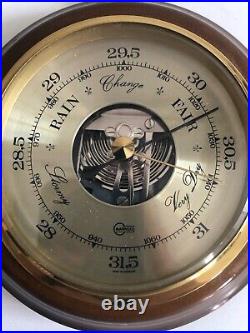 Barigo Vintage Weather Barometer Antique Wood Brass Made In Germany 15cms