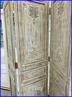 Beautiful Antique Classical 3D Relief Style Vintage 3 Fold Screen Room Divider