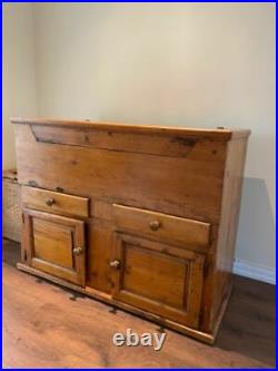 Beautiful Italian Vintage solid wood hand made trunk with cupboards and drawers