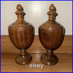 Beautiful Large Vintage Antique Hand Turned Wooden Finials x 2