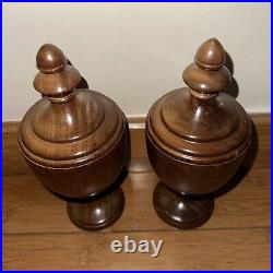 Beautiful Large Vintage Antique Hand Turned Wooden Finials x 2