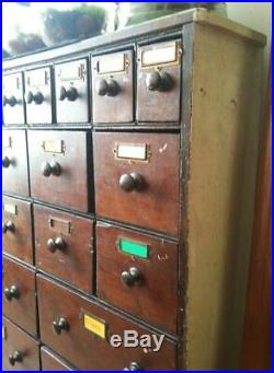 Beautiful Slim Vintage Bank of 40 Wooden Drawers Cabinet Haberdashery Apothecary