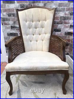 Beautiful Vintage Antique Bergere Winged Armchair