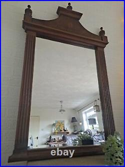 Beautiful Vintage Edwardian Style Inlaid Mantle Ornate Wood Bevelled Mirror