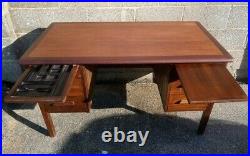 Beautiful Vintage Mid-Century Industrial Style Mahogany And Mahogany Veneer Desk