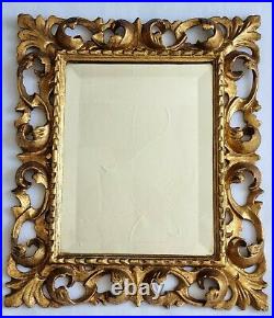 Beautiful Vintage Rococco Wall Mirror Bevelled Glass Plate Hand Carved Wood
