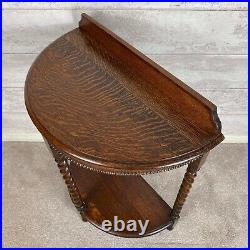 Charming Vintage Solid Oak Wood Barley Twist Half Moon Console Table