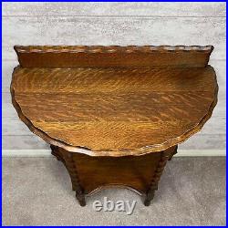 Charming Vintage Solid Oak Wood Barley Twist Half Moon Hallway Console Table