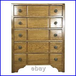 Charming Vintage Solid & Veneer Wood 5 Chest Of Dovetailed Drawers
