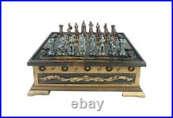 Chess Set British Medieval Age Antique Chess Pieces Carved Vintage Chess Board