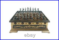 Chess Set British Medieval Age Antique Chess Pieces Carved Vintage Chess Board