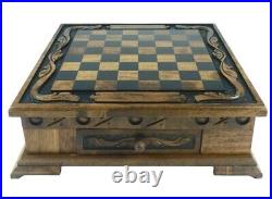 Chess Set Vintage Chess Board Hand Carved Solid Walnut Wood Antique Chess Pieces