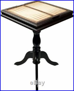 Chess Table Backgammon Set Vintage Antique Style Game Stand Tabletop Storage New