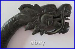 Chinese wood vintage Victorian oriental antique dragon stick staff carving
