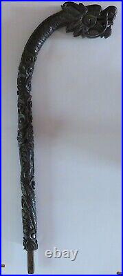 Chinese wood vintage Victorian oriental antique dragon stick staff carving