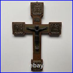 Crucifix Antique Wood Handmade Wall Cross Jesus Christ French Inri Vintage