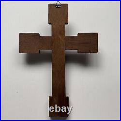 Crucifix Antique Wood Handmade Wall Cross Jesus Christ French Inri Vintage