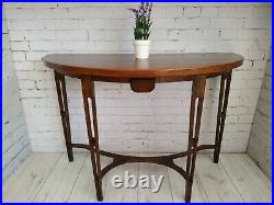Demi Lune Hallway Console Table Rosewood & Oak Tapered Legs Vintage