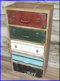 Distressed Antique Vintage Style Multi Coloured Tall Boy Chest Drawers (dx4271)