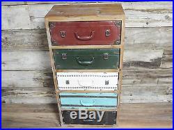 Distressed Antique Vintage Style Multi Coloured Tall Boy Chest Drawers (dx4271)