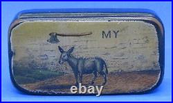 Donkey design vintage Victorian antique wood snuff box
