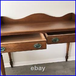 Elegant Vintage Pine Wood 2 Drawer Tall Hallway Console Table Number 1