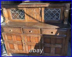 Ercol Solid Wood Carved Display Cupboard Sideboard Cabinet Retro Vintage Antique