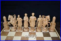 Exclusive Soviet 70s Hand Carved Chess Set Wooden Vintage USSR Antique Cossacks