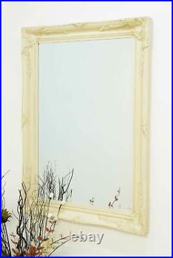 Extra Large Ivory Wall Mirror Vintage Antique Wood Framed 3Ft8x2Ft8 110x79cm